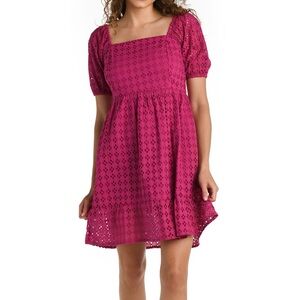Puff Sleeve Cotton Eyelet Cover-Up Dress - La Blanca